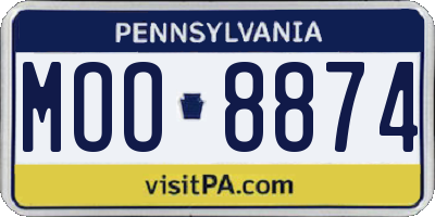 PA license plate MOO8874