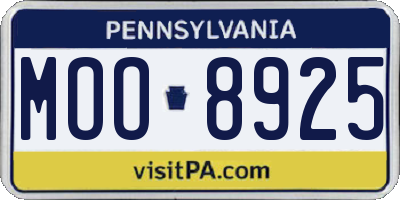 PA license plate MOO8925