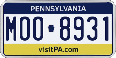 PA license plate MOO8931