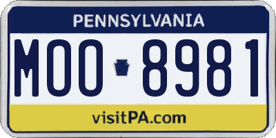 PA license plate MOO8981