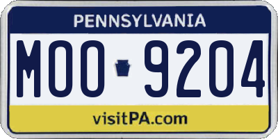 PA license plate MOO9204