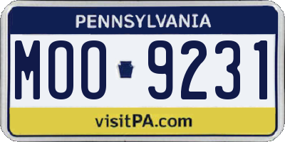 PA license plate MOO9231