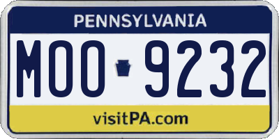 PA license plate MOO9232