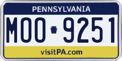 PA license plate MOO9251