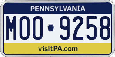 PA license plate MOO9258