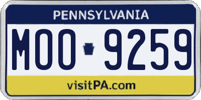 PA license plate MOO9259