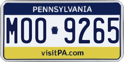 PA license plate MOO9265