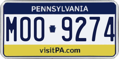 PA license plate MOO9274