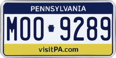 PA license plate MOO9289