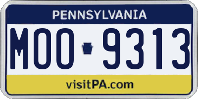 PA license plate MOO9313