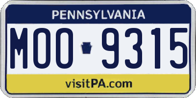 PA license plate MOO9315