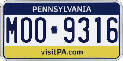 PA license plate MOO9316