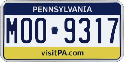 PA license plate MOO9317