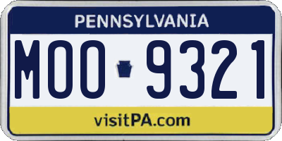 PA license plate MOO9321