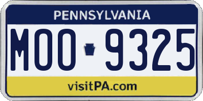PA license plate MOO9325