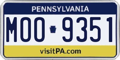 PA license plate MOO9351