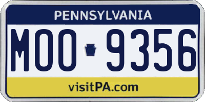 PA license plate MOO9356