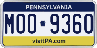 PA license plate MOO9360