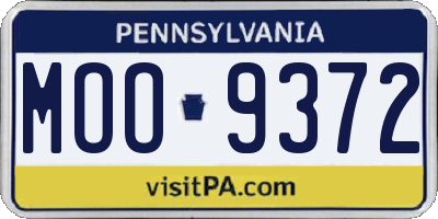 PA license plate MOO9372