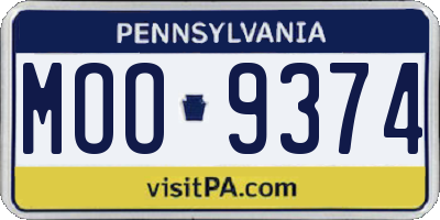 PA license plate MOO9374