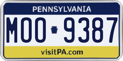 PA license plate MOO9387