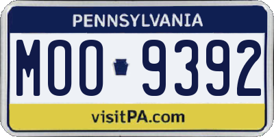 PA license plate MOO9392