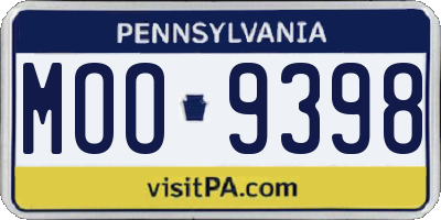 PA license plate MOO9398