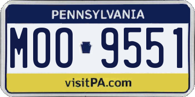 PA license plate MOO9551