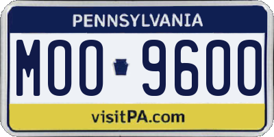 PA license plate MOO9600
