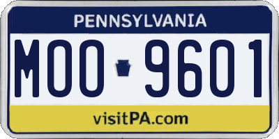 PA license plate MOO9601