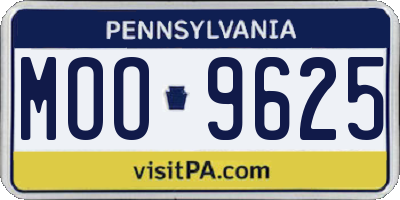 PA license plate MOO9625