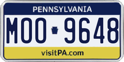 PA license plate MOO9648