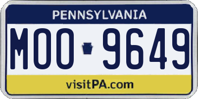 PA license plate MOO9649