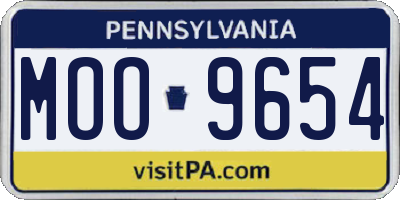PA license plate MOO9654