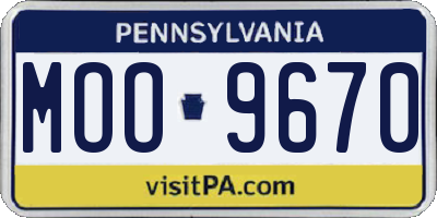 PA license plate MOO9670