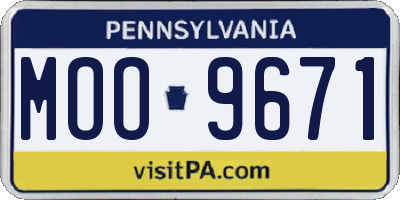 PA license plate MOO9671