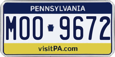 PA license plate MOO9672