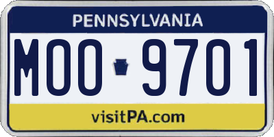 PA license plate MOO9701