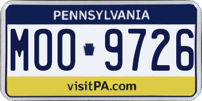 PA license plate MOO9726