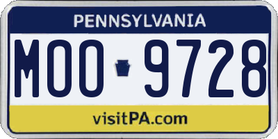 PA license plate MOO9728