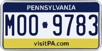 PA license plate MOO9783