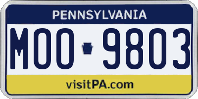PA license plate MOO9803