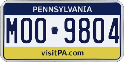 PA license plate MOO9804