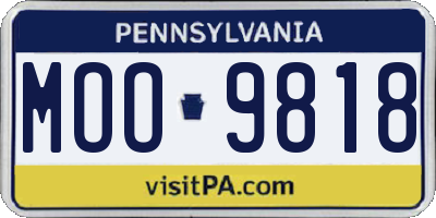 PA license plate MOO9818