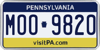 PA license plate MOO9820