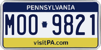 PA license plate MOO9821