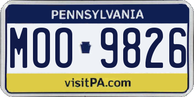 PA license plate MOO9826