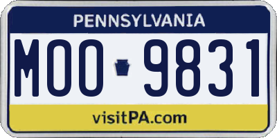 PA license plate MOO9831