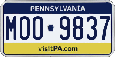 PA license plate MOO9837