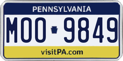 PA license plate MOO9849